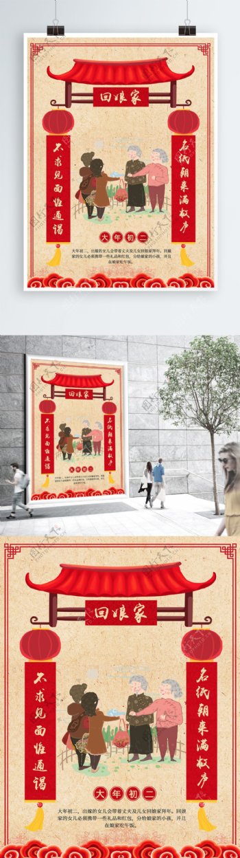 春节大年初二回娘家新年海报