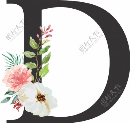 创意婚礼季字母D浪漫花朵