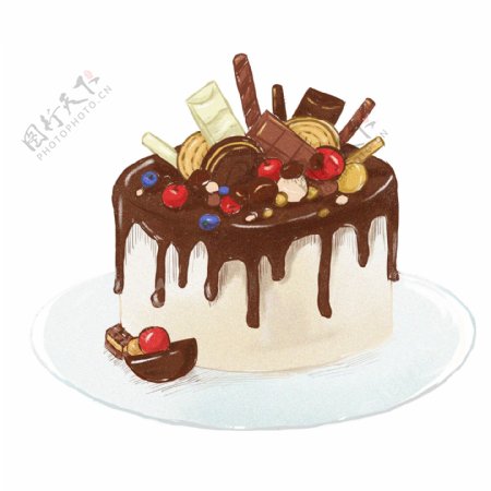 情人节巧克力盛宴奶油蛋糕美食甜蜜手绘卡通