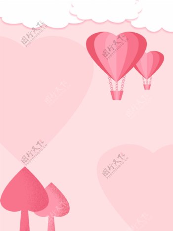 情人节粉色浪漫爱心气球背景素材