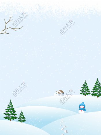 彩绘冬季雪地雪人背景设计