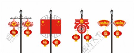 春节的政府灯杆旗