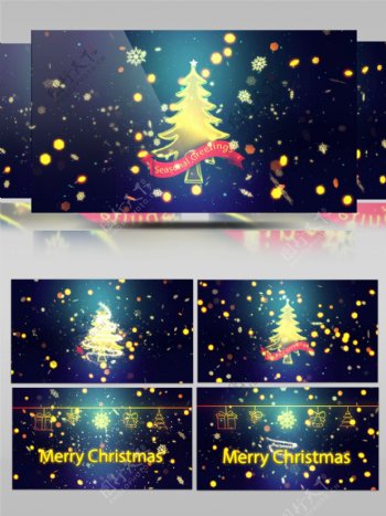 掉落闪烁光斑中美好的圣诞祝福AE模板
