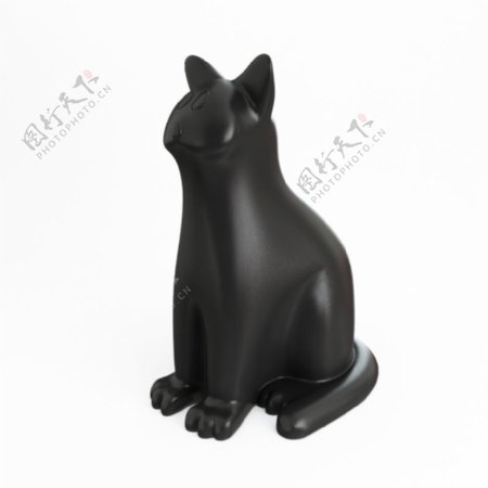 黑色猫形陶瓷摆设模型素材