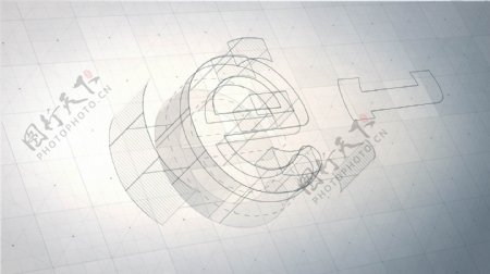 干净的线描草图结构三维标志演绎ae工程
