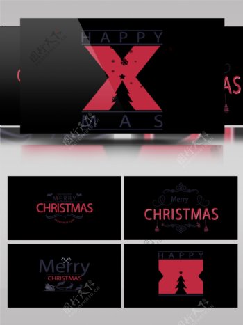 经典复古的圣诞节主题文字标签版式ae模板