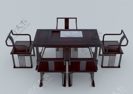 弧影茶桌3d建模