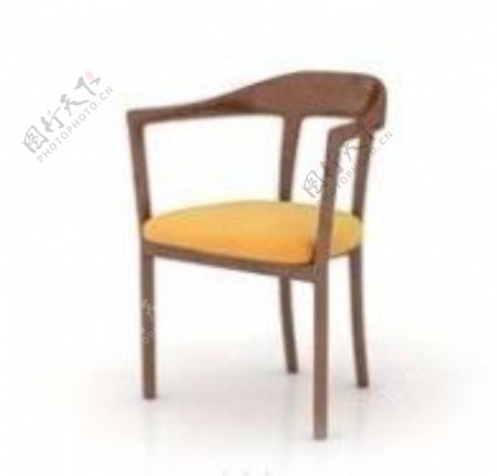 黄色木制简约椅子模型素材