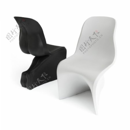 简约黑白色创意椅子3d模型