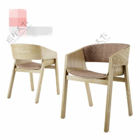 现代时尚简约木质椅子模型素材