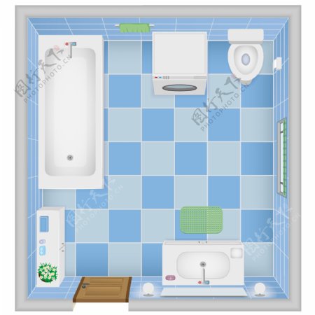卡通卫生间浴室矢量图