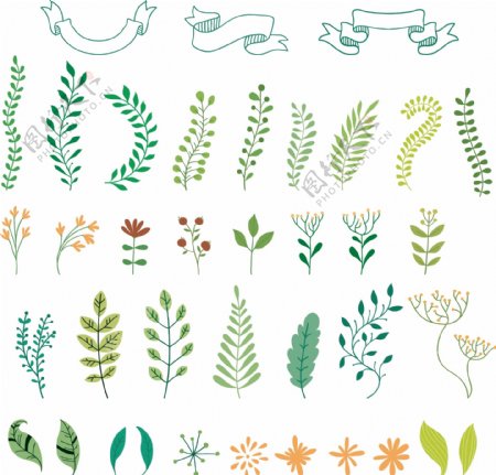 多种植物矢量卡通装饰元素