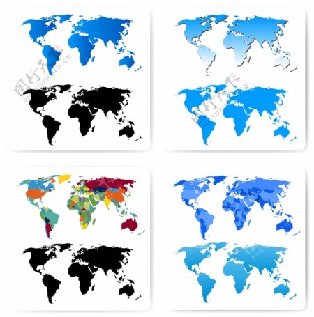 彩色世界地图矢量卡通装饰素材