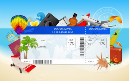 世界旅行机票宣传矢量素材
