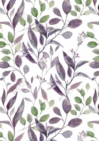 精致紫色树叶卡通手绘矢量素材