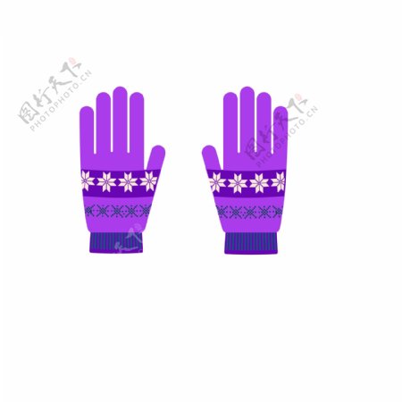 紫色花朵手套加厚保暖女生冬季棉手套