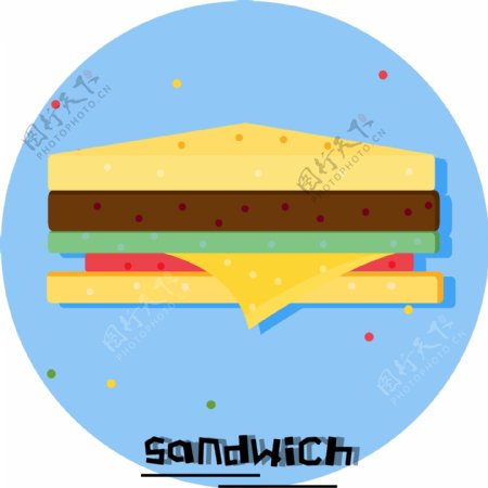 矢量卡通简约食物美食三明治