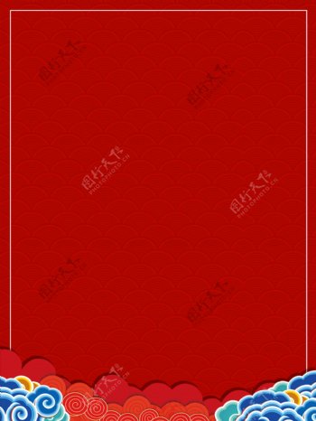 红色剪纸风2019新年背景设计