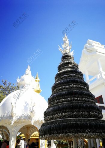 泰国碧蓝天空下白庙