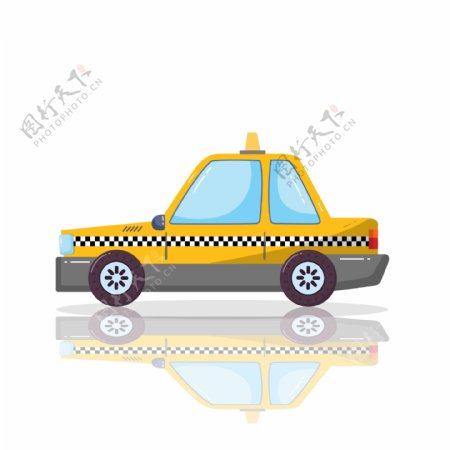 卡通交通工具黄色出租车TAXI商用素材