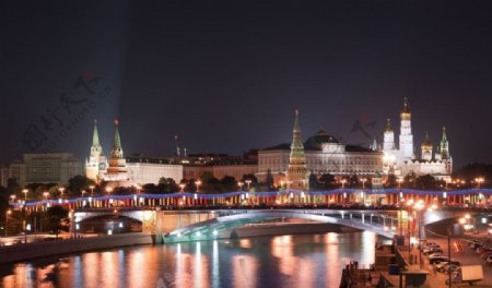 拱桥美景高清欧洲建筑夜景风景画
