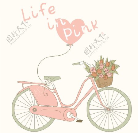粉色气球自行车