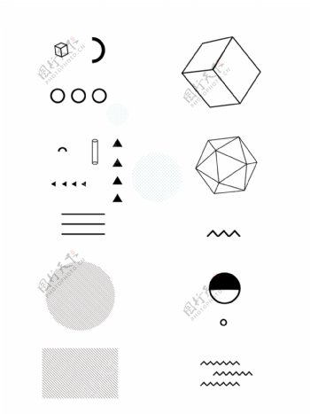 原创孟菲斯几何艺术文艺风格元素几何形状