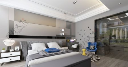 现代简约卧室效果图3D模型