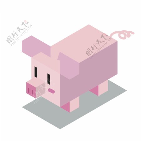 原创可商用2.5d矢量粉红猪2019装饰