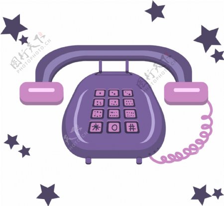 设计元素生活用品粉色紫色复古电话