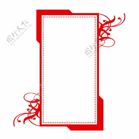 红色花纹长方形中国风边框素材可商用
