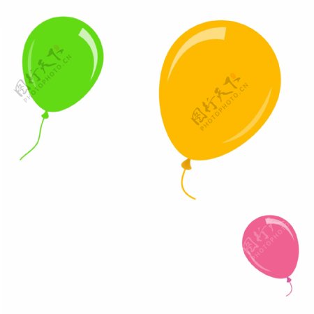 手绘彩色气球卡通透明素材