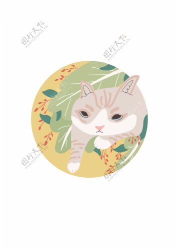 原创手绘清新日式可爱猫咪小猫元素