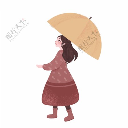 小清新撑着伞的少女设计