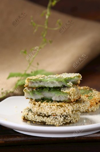 绿茶佛饼料理美食美食拍摄