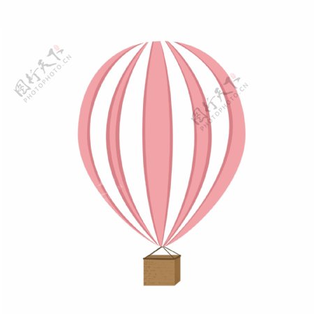 手绘卡通粉色热气球素材