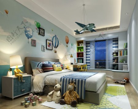 儿童房卧室效果图3D模型