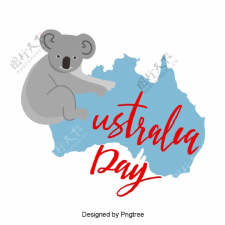 澳大利亚蓝色红色地图袋鼠考拉爱心爱国字体设计