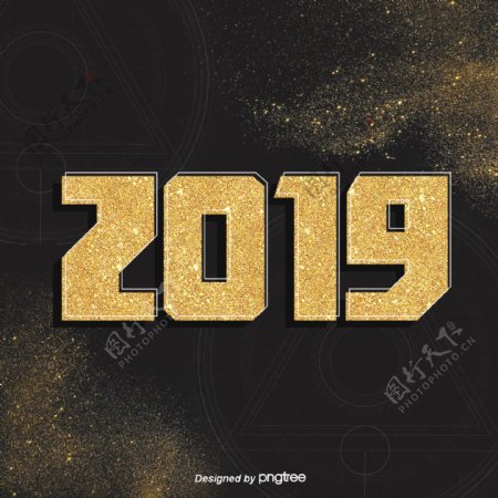 2019年黄金业务极简主义风格的字体黑色背景