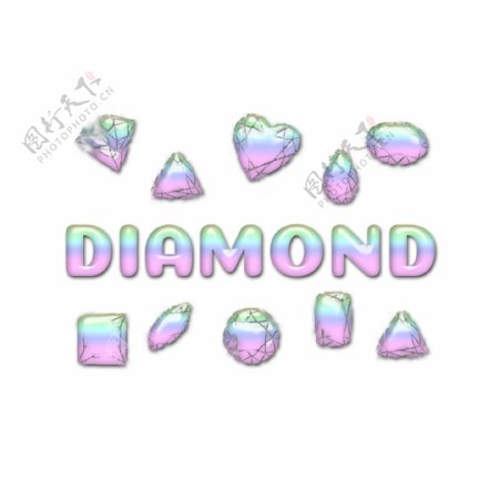 多彩宝石与钻石简单字体