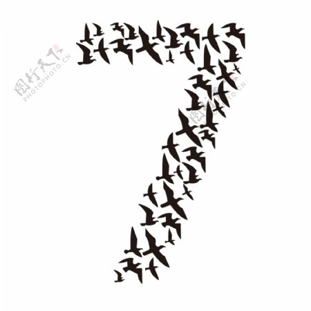 黑色剪影集鸟设计