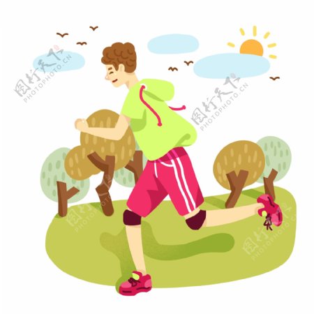 跑步人物场景户外跑运动服装备男子奔跑慢跑