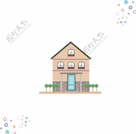 房子建筑物卡通手绘矢量背景元素组合3