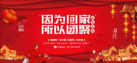 中国红猪年团圆户外广告