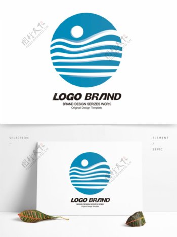 简约现代蓝色线条LOGO公司标志设计
