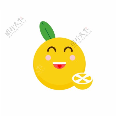 蔬菜水果柠檬黄色可爱卡通形象手绘