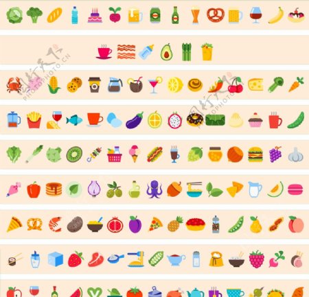 食品饮料蔬菜水果矢量图标