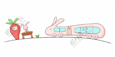 创意分割线兔子公交