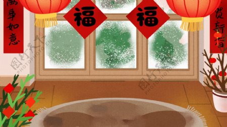 喜庆福字新年背景设计