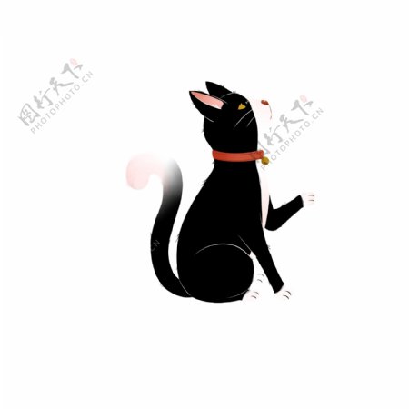 卡通一只可爱的小黑猫